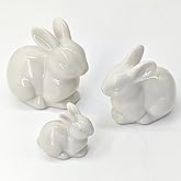 Easter Table Decorations,3Pcs Ceramic Bunny Figurine Easter Spring Decorative Modern Vintage Rustic Farmhouse Rabbit Figurines Statue Home Decor Tray Table Centerpiece Mantels Decor Ornament(White )