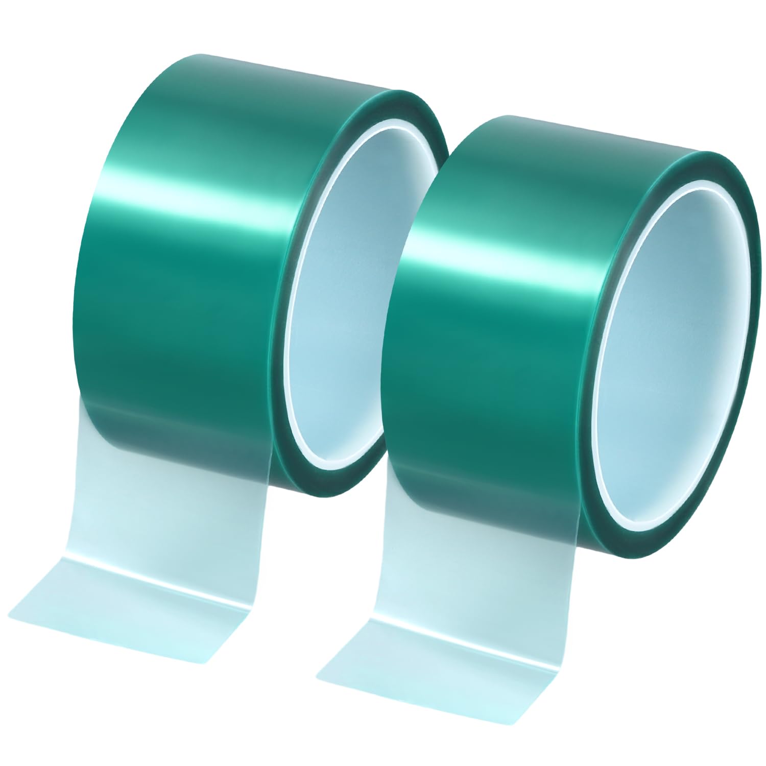 QWORK® 2 Rolls Heat Resistant Tape 50mm x 33m, PET High Temperature Tape Sublimation Tape for Electronics Printing Circuit Board Soldering Masking (Green)