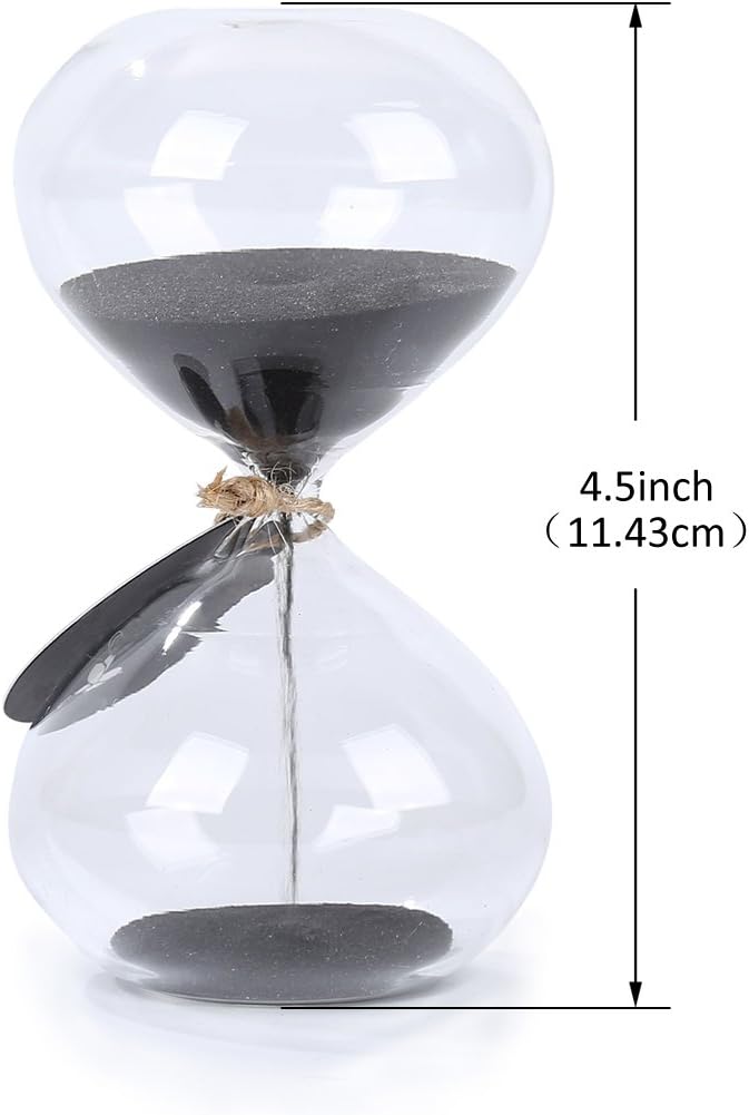 SWISSELITE Biloba 4.5 Inch Puff Sand Timer/Hourglass 3 Minutes - Black Color Sand - Inspired Glass/Home, Desk, Office Decor: Home & Kitchen