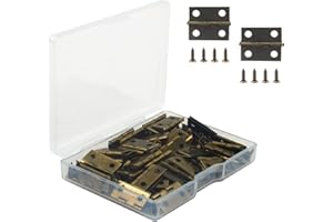 VIPMOON 50PCS Small Hinges for Wooden Box, 18 x 15mm Jewelry Box Hinges with 200 Tiny Screws, Folding Butt Hinges, Mini Hinges for Decoration DIY (Bronze)