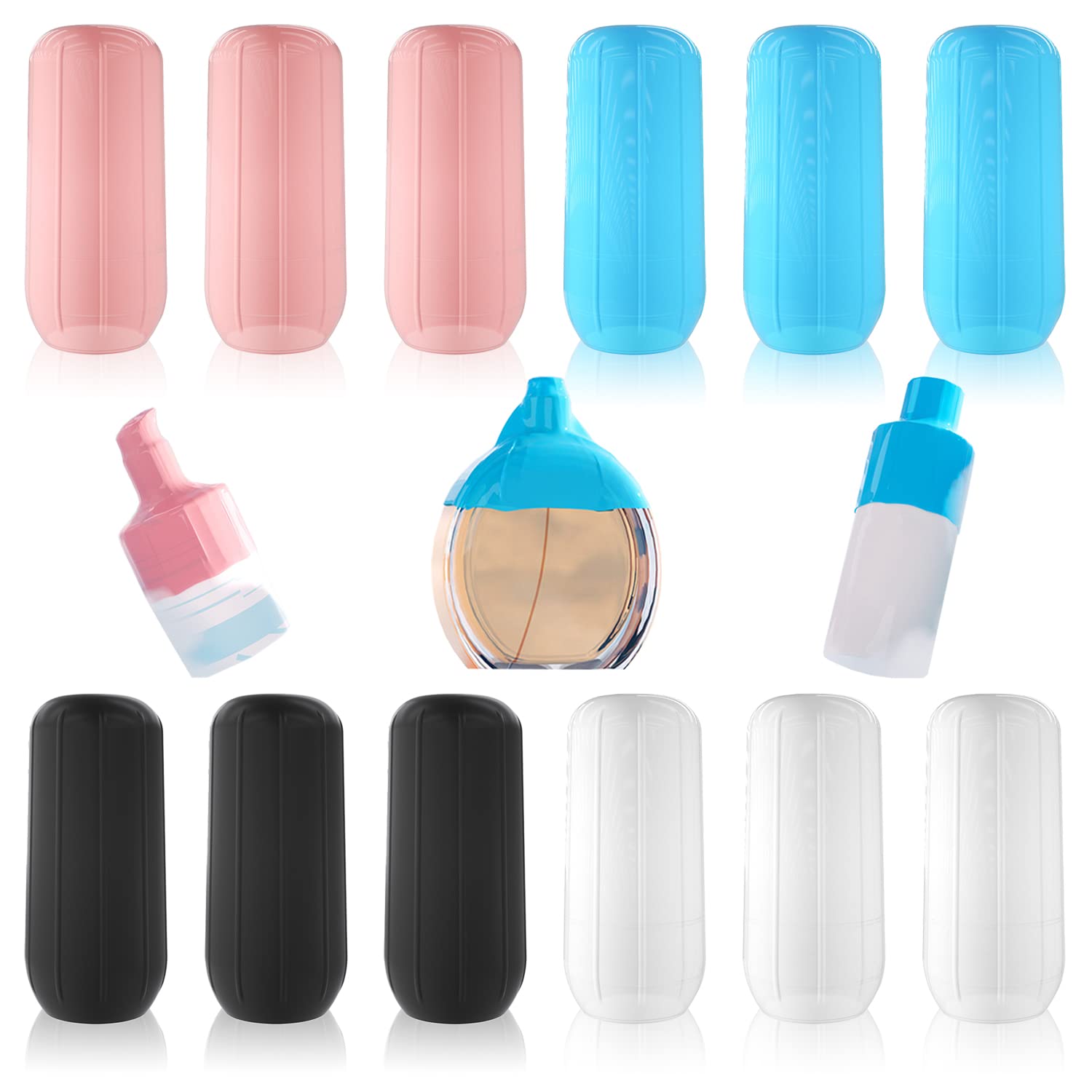 12 Pcs Elastic Silicone Sleeves for Leak Proofing Travel Containers, Reusable Bottle Covers for Toiletries, Shampoo Bottles