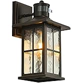 FLEDAVID Motion Sensor Porch Light Dusk to Dawn Outdoor Wall Lantern Black Exterior Sconce Lighting Fixtures Modern Outside W