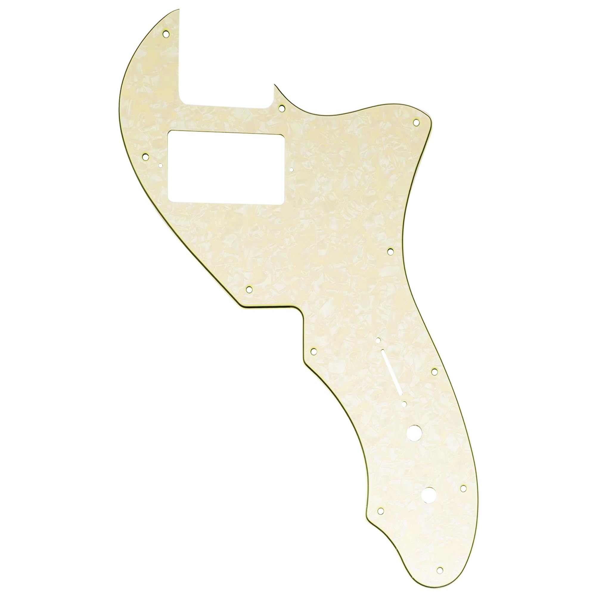 Musiclily Pro 11 Holes Single H Guitar Pickguard For USA Fender 69 Tele Thinline Style Electric Guitar, 4Ply Aged White Pearl