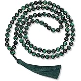 AzanClk Premium Muslim Prayer Beads, 8mm Green Tiger Eye Stone, 99 Beads, Dark Green Tassel, Unisex Adult