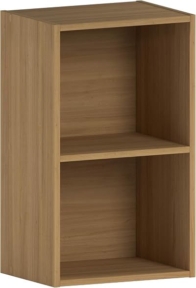 Vida Designs Oxford 2 Tier Cube Bookcase Oak Wood Shelving Unit