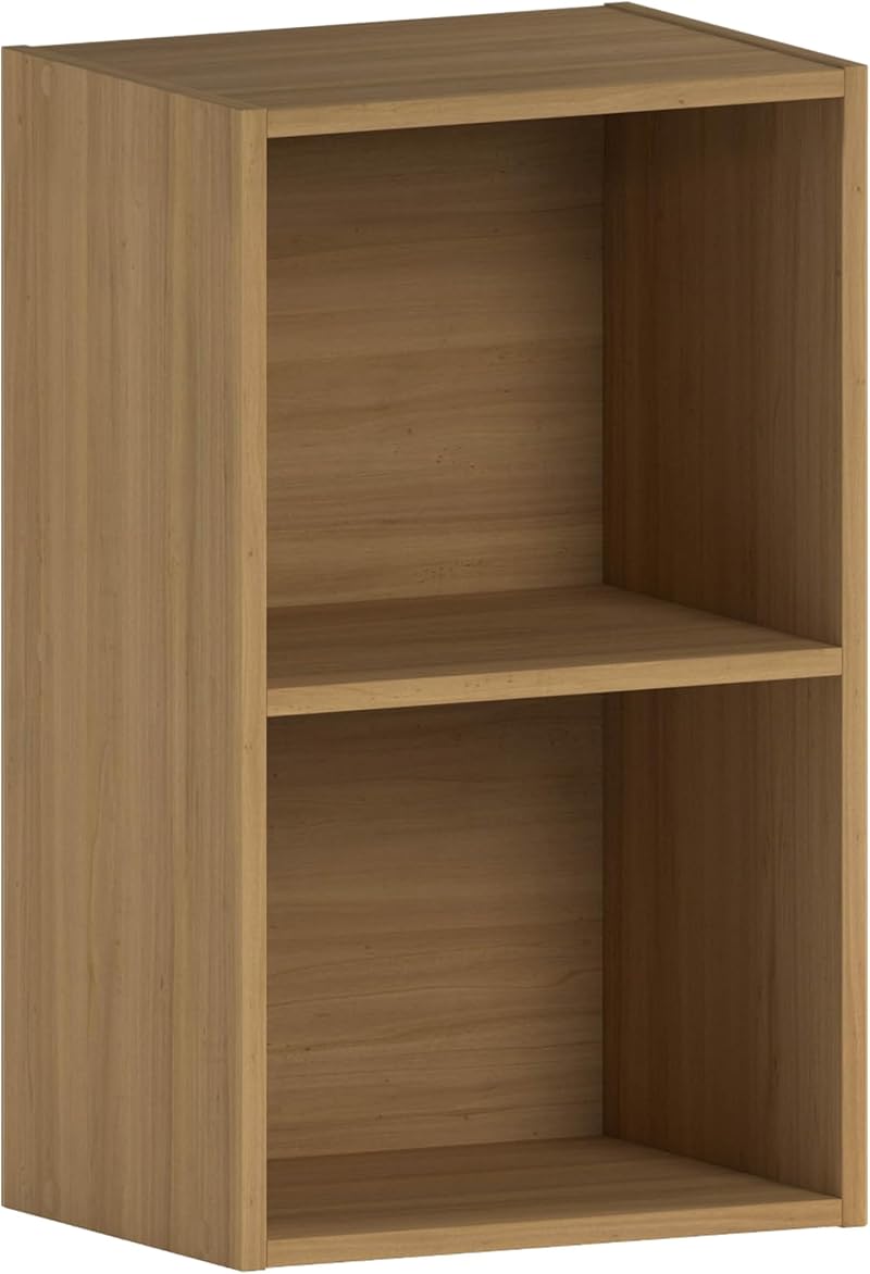 Vida Designs Oxford 2 Tier Cube Bookcase Oak Wood Shelving Unit