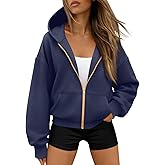 Trendy Queen Womens Zip Up Hoodies Fall Fashion Sweatshirt 2026 Clothes Y2K Cropped Jackets Cute Winter Outfits