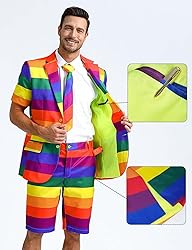 Fashonal Mens Pride Outfits Rainbow Suit for Porm