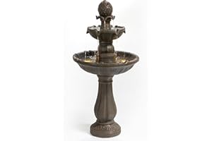 Warm Garden 3 Tiered Outdoor/Indoor Water Fountains –42.2 in. Tall, Like Stone Bird Bath for Outside, Elegant Waterfall Feature for Garden, Yard, Patio, Home Decor (Bronze Color)