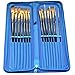 Paint Brushes - 15 Pc Brush Set for Watercolor, Acrylic, Oil & Face Painting | Long Handle Artist Paintbrushes with Travel Holder (Cool Blue) & Free Gift Box | Art Supplies by MyArtscape™