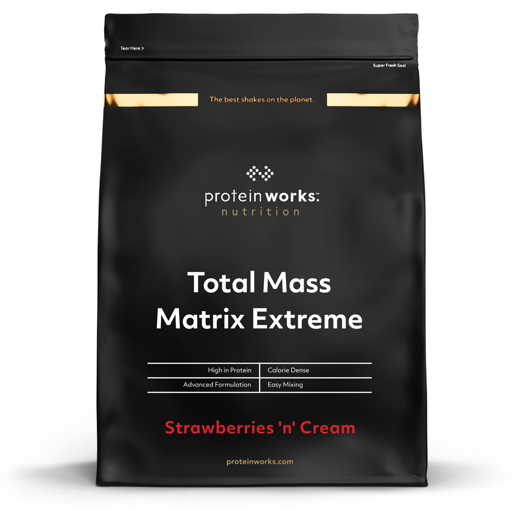 Protein Works | Total Mass Matrix 360 - Gold Innovation, Tri Protein Blend, Mass Gainer Protein Powder, Creatine Monohydrate, Glutamine, Vitamins & Minerals, Cookies 'n' Cream, 8 Servings, 2.12kg