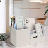 GORESE Pen Holder Desk Organizer White Wood Linen Finish 20.5 x 11 x 9.3 cm view 5