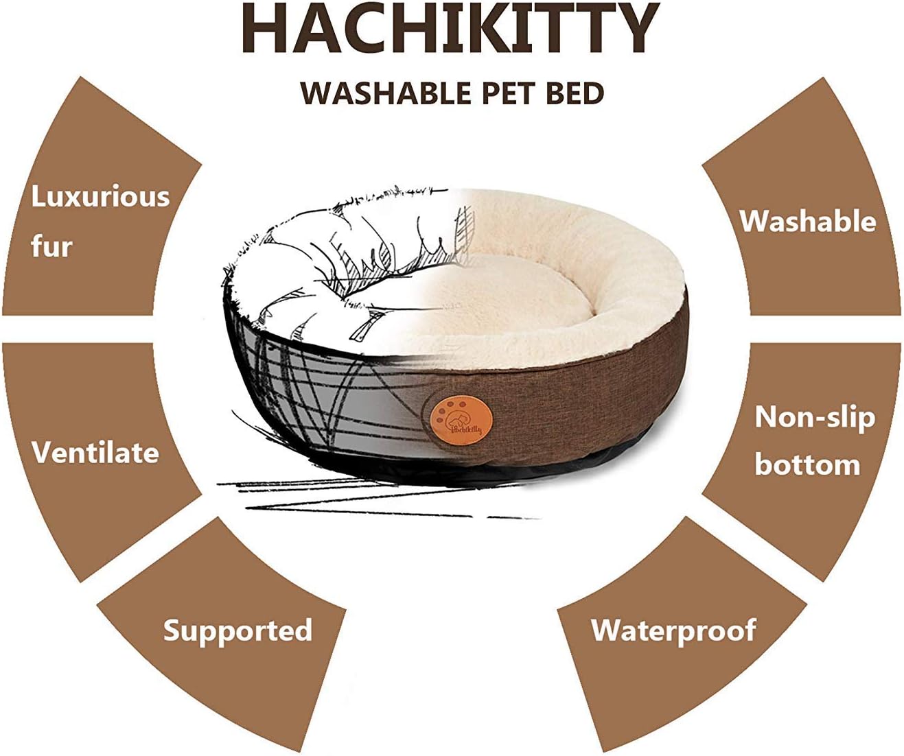 HACHIKITTY Washable Donut Cat Bed Round, Cat Beds Indoor Cats Medium, Small Cat Bed Machine Washable, 18 : Pet Supplies