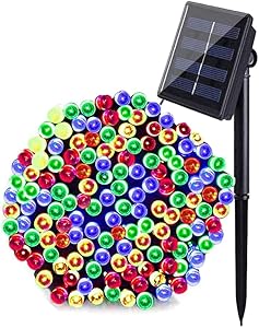 MAOKOT Solar String Lights, 8 Modes 72ft 200 LED Solar Powered String Lights, Waterproof Solar LED Christmas String Lights for Garden Fence Holiday Party Decor (Multicolor)