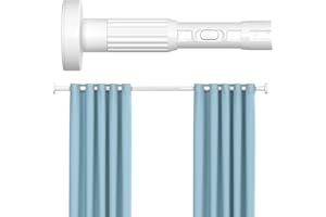 MEXAU White Tension Curtain Rods 40-146 In Extra Long Outdoor Patio Curtain Rods No Drilling Adjustable Heavy Duty Tension Rods for Windows Bathroom Living Room Curtains, Rod Diameter 1.26In