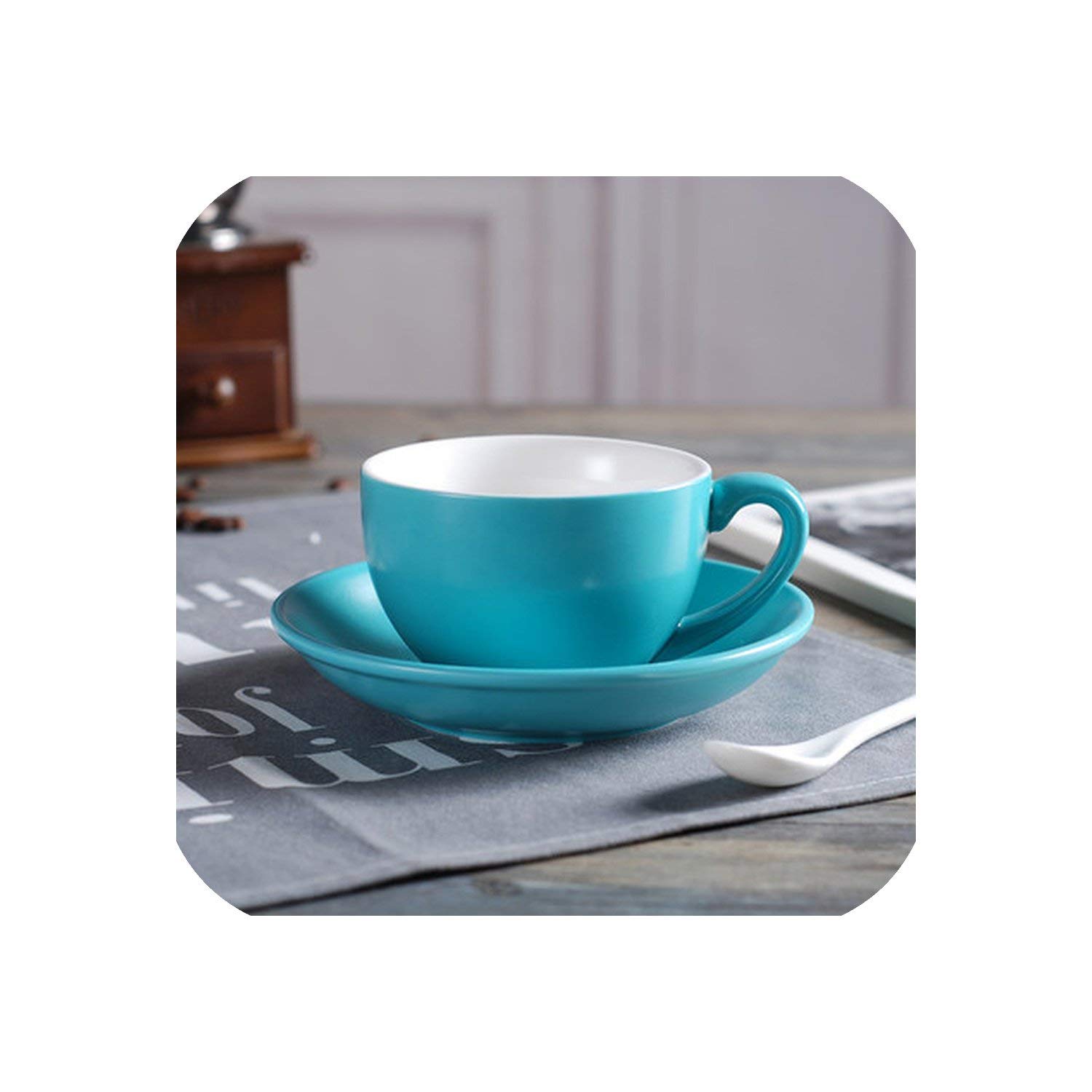 fantasticlife06 220Ml High-Grade Ceramic Coffee Cups Coffee Cup Set Simple European Style Cappuccino Flower Cups Latte,220Ml,12