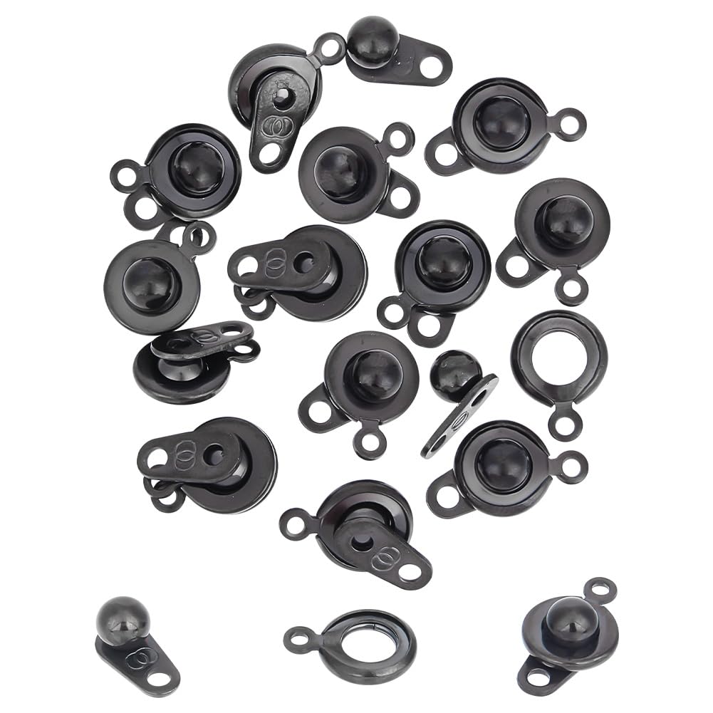 UNICRAFTALE About 15 Sets Gunmetal Stainless Steel Snap Clasps Metal Snap Button Press Stud Cap Socket Snap Clasps Jewelry Connector for Bracelet Jewelry Making 15.5mm