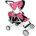 The New York Doll Collection First Doll Twin Stroller - Cutest Heart Design Baby Doll Strollers - Great Toy Gift for Toddlers