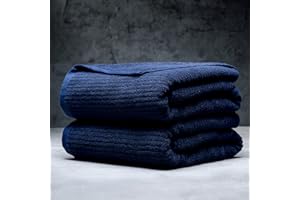 LUXOME Plush Performance 2-Piece Bath Sheet Set | Oversized for 50% More Coverage | Highly Absorbent | 36" W x 70" L | Harbor (Navy)