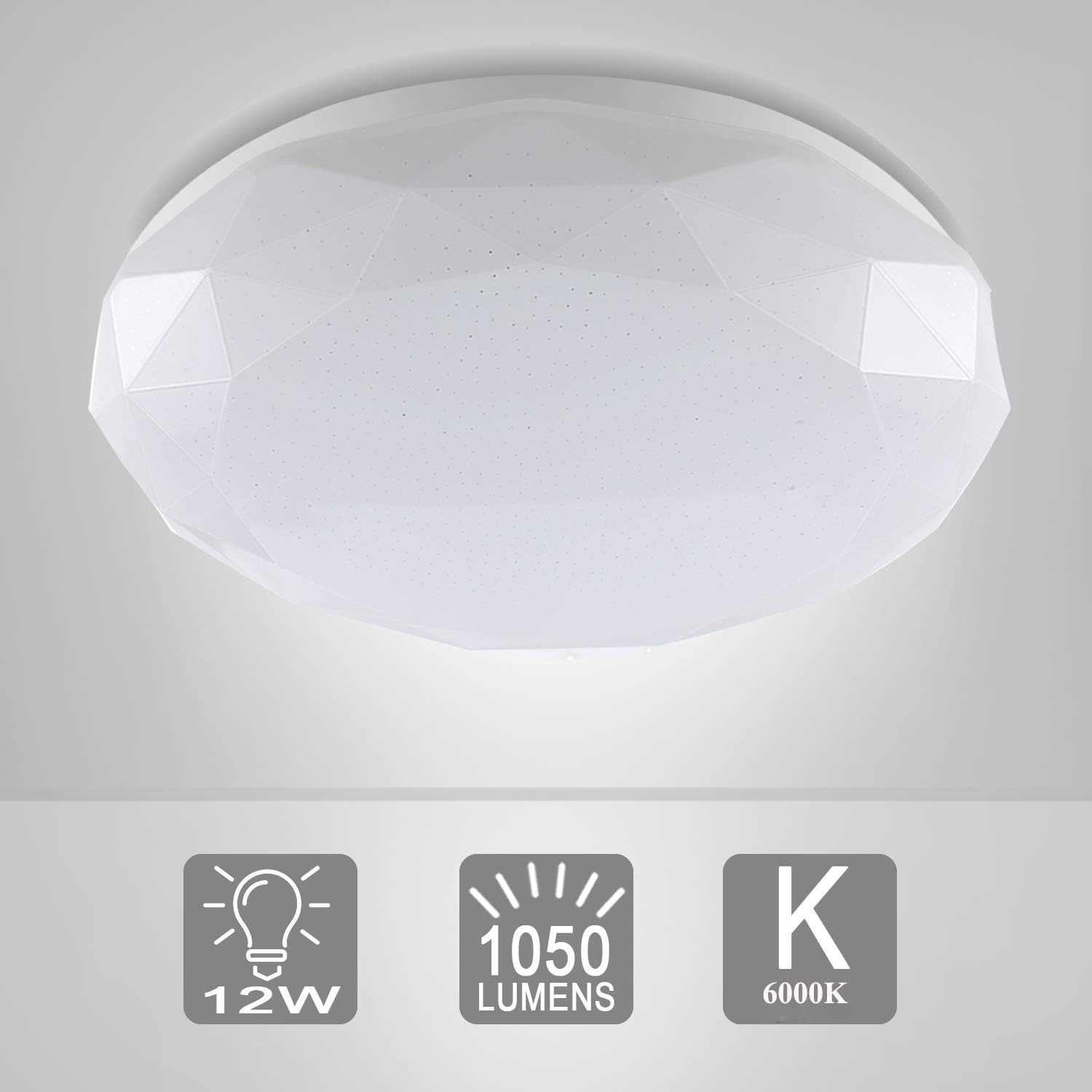12W LED Flush Mount Ceiling Light,Waterproof IP44,10 inch/Ø 26cm,950 LM, Fitting Lighting for Living Room, Bathroom, Bedroom, and Dining Room 4000k Color