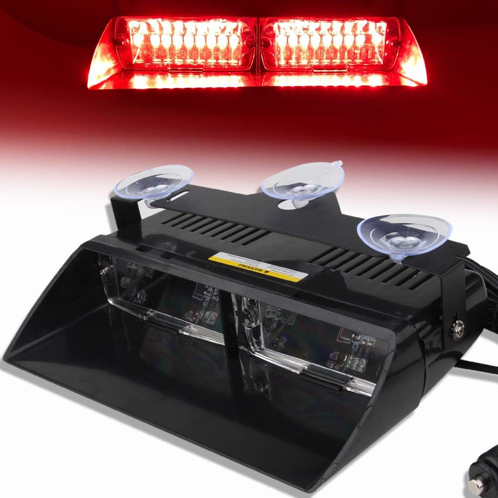 12V Red 16 LEDs High Brightness LED Law Enforcement Emergency Beacon Hazard Warning Strobe Light