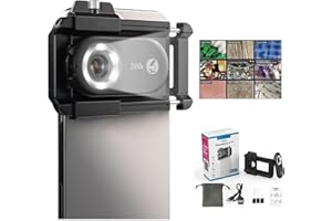 【2025 Upgraded】 DALYANGDA Phone Microscope Lens, Nano Zoom 200x for iPhone, Nanozoom for iPhone,Nanozoom 200x Magnification Zoom, Nanosight x200,12 LED Modes,CPL Lens,Stable(Black)