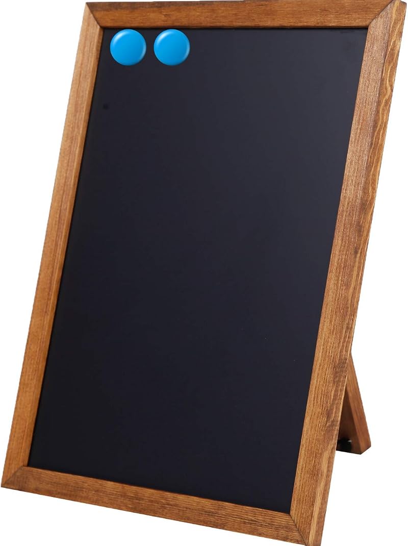 Besso 11x14 Chalkboard Signs with Stand - Deep Black Slate, Rustic Frame