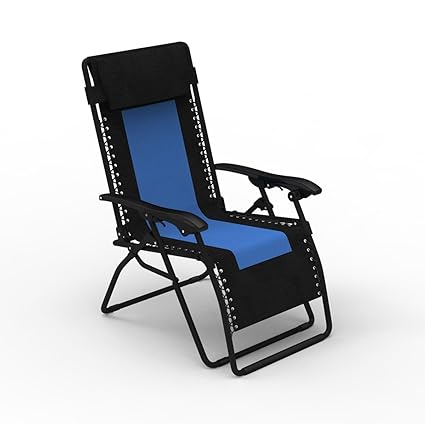 Forzza Krabi Folding Outdoor Recliner Chair (Blue and Black)