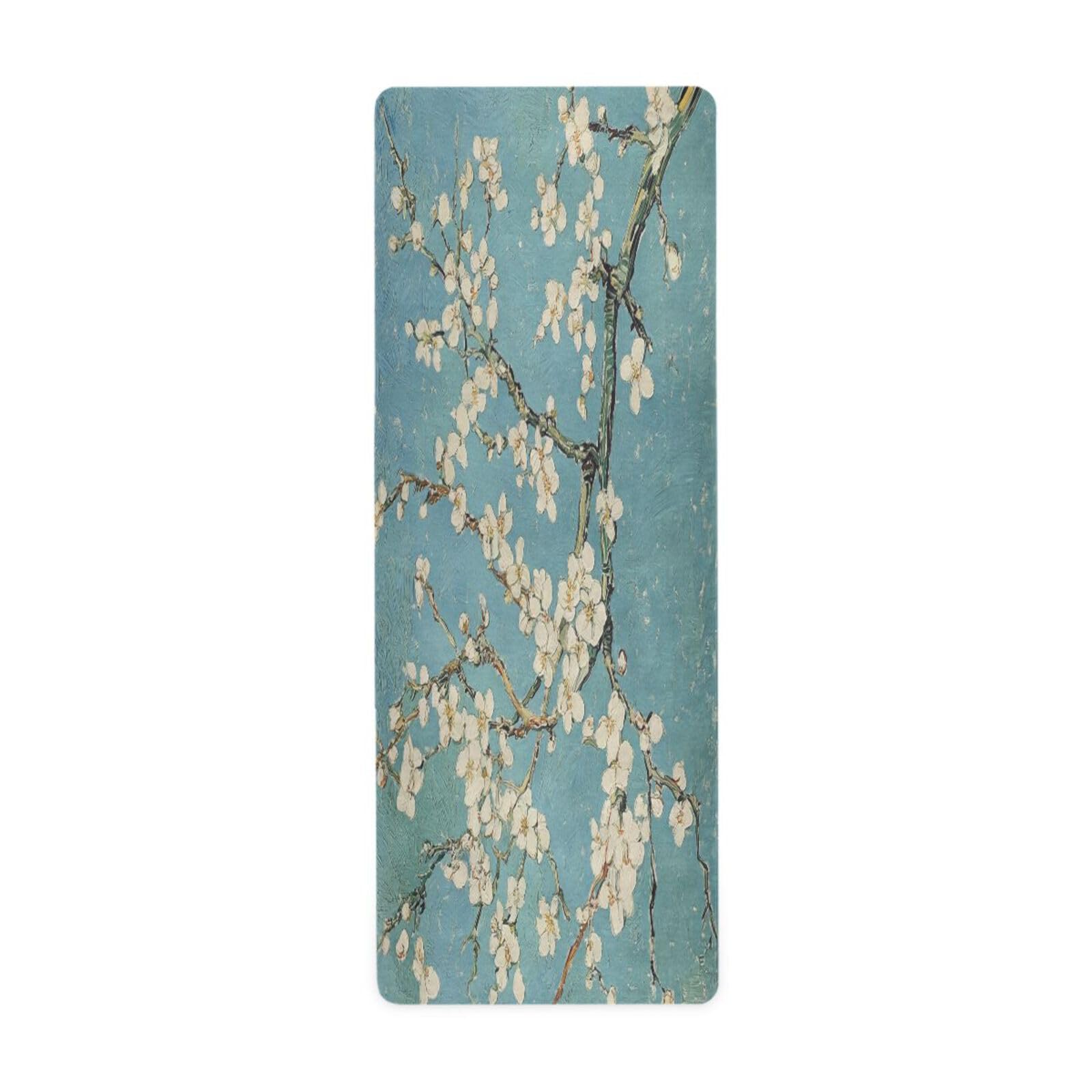 Photo 1 of Caikeny Van GoghE Yoga Mat Turquoise Blossom Exercise Mats Almond Flowers Eco Friendly Non Slip Fitness Foldable Carrying Workout Mat for Yoga Pilates Floor Exercises(70.8x26inch,1mmthick)