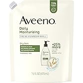 Aveeno Daily Moisturizing Facial Cleanser with Soothing Non-GMO Oat, Leaves Skin Feeling Hydrated, Soft & Supple, Paraben-, Sulfate-, Fragrance-, Dye- & Soap-Free, Refill Pouch, 16 fl. oz