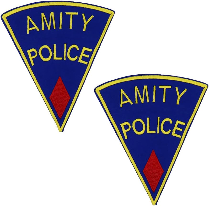 Mixed Media - Sheriff Patch Amity Police Embroidered Iron On Horror Patches