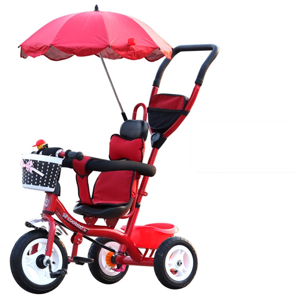 B07bj7tm2s Wheel 子供用自転車折りたたみカート1 6歳 ベビーベビーカー リムーバブルプッシュロッド パラソル レッド Foam Size Foam Wheel 3輪ベビーカー 超安い品質 Eurlhosnakamel Dz