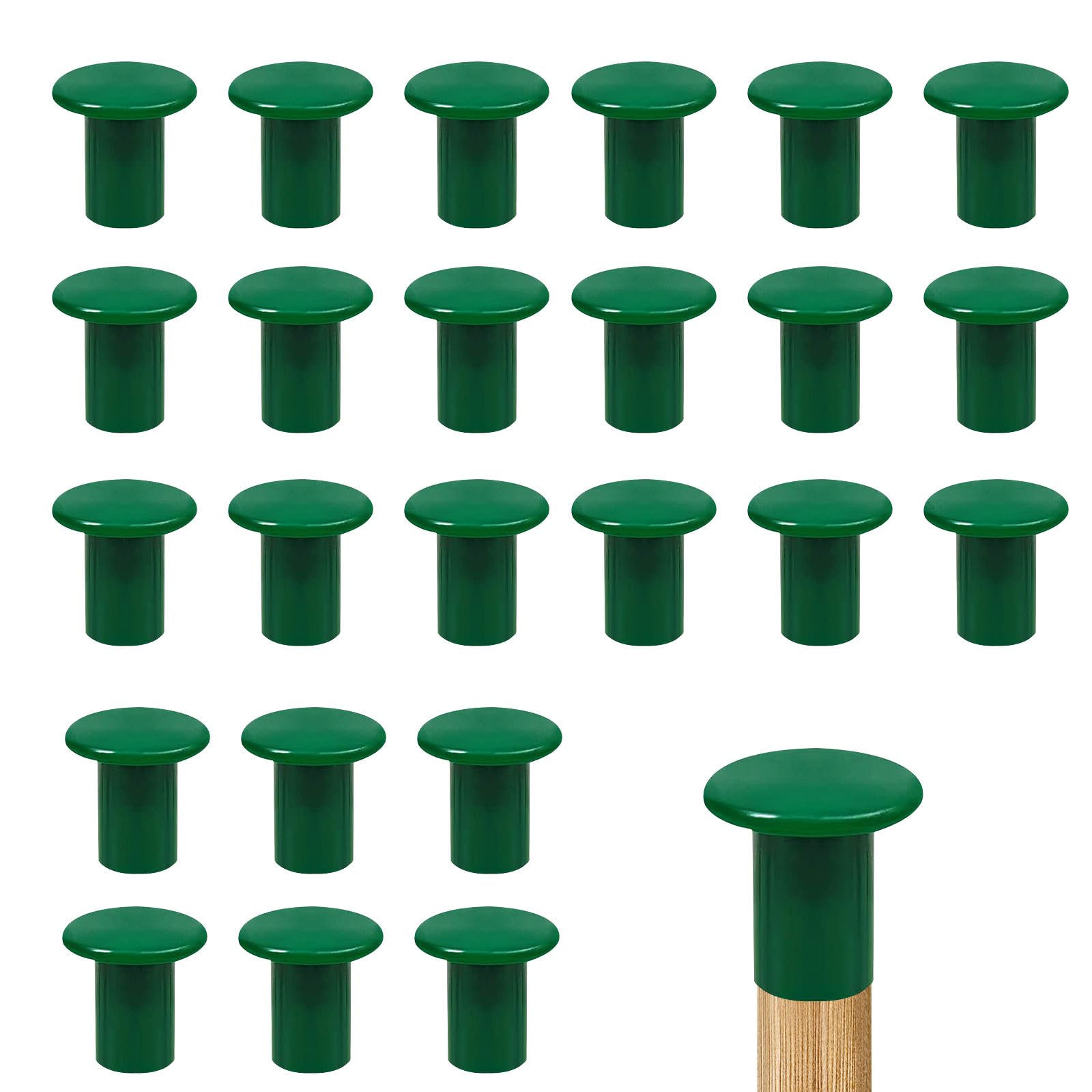 iwiio Cane Toppers, Bamboo Cane Toppers, Green Cane Safety Caps, Rubber Cane Safety Toppers Bean Cane Rod Protection Covers for Garden Outdoor (24, Green)