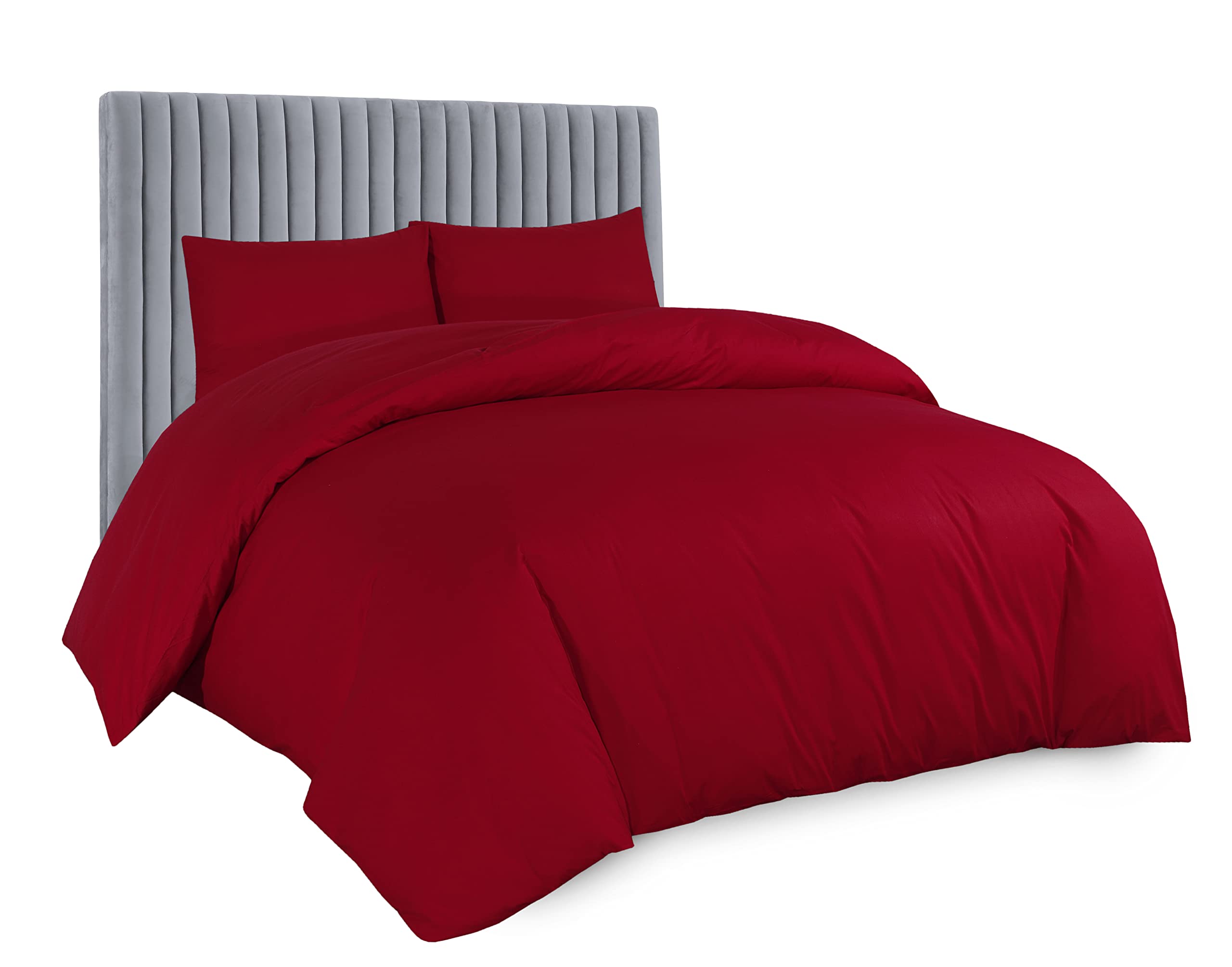AATH COLLECTION Duvet Cover Bedding Set 300 Thread Count Egyptian Cotton Duvet Set with Pillow Cases Pair. 100% Cotton Hotel Quality with Easy Closure Size (Super King, Red)