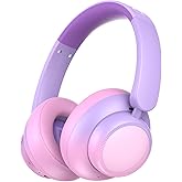 Candy Bila Active Noise Cancelling Headphones for Kids,60H Play Time,Bluetooth 6.0, Comfortable Fit, USB C Charging, Kids Bluetooth Headphones for iPad Tablet Airplane, Gradient Pink