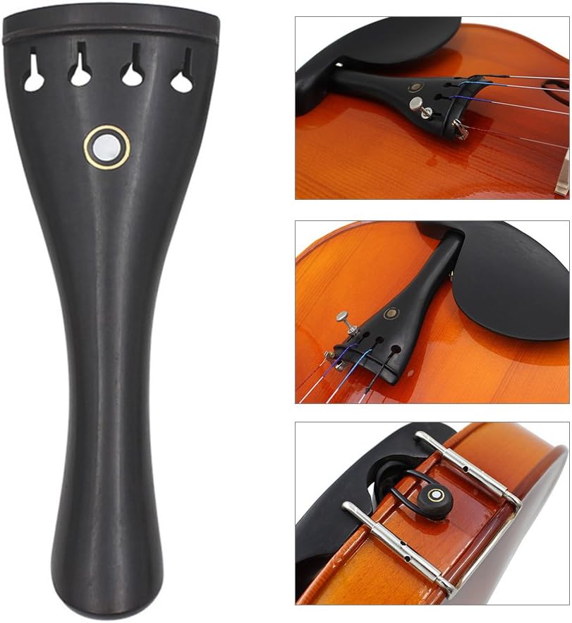 Violin Tailpiece Rope, 3 in 1 Ebony Tailpiece Tailpiece Rope + Violin Tailpiece + Fine Tuners Upgrade Part for 4/3 4/4 Violin - Image 3