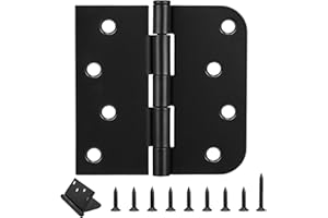 SISIPAI LIFE Exterior Door Hinges 6 Pack 4 Inch Black Door Hinges with Square & Round Corners,Removable Pin, Door Hinge Black Matte for Heavy-Duty Front & Back Door