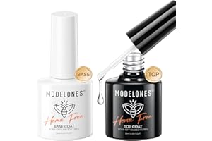 modelones No Wipe Gel Top Coat and Base Coat Set, 2 Pcs Clear Glossy Hema Free Base Top Coat Gel Nail Polish Long Lasting for Winter Nail Polish, Acrylic Nails Soak Off Nail Lamp Nail Art Home Salon
