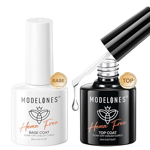 modelones No Wipe Gel Top Coat and Base Coat Set, Pcs Clear