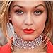 XY Fancy Women Fashion Punk Chain Collar Necklace Wide Band Alloy Rhinestone Choker Silver