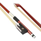 LMS Violin Bow Full Size 4/4 Brazilwood Violin Bows Lightweight Bow Well Balance Fiddle Bow Made with Ebony Frog Mongolian White Horse Hair for Violin Student Professional (1/2)
