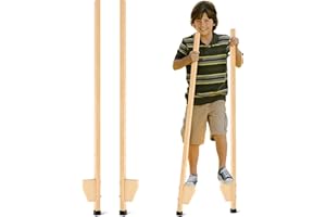 DoubleFill 1 Pair Wood Stilts for Kids 8-12 Kids Stilts 57.5 Inch with Smooth Coating, Highly Adjustable, Outdoor Toys for Children Adults