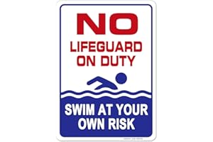 GIMIPATS GIMIPAT Aluminum No Lifeguard On Duty Swim At You Own Risk Pool Sign, 12inx8in Fade Resistance, Indoor/Outdoor Use Metal Sign