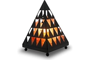 Himalayan Glow Pyramid Style Crystal Salt Night Light lamp with Pink Salt Chunks, Salt Lamp Bulb,(ETL Certified) Dimmer Switch, Unique Lightening Ambience