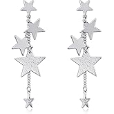 Watforsh Hypoallergenic Sparkly Big Star dangle Earrings Long Tassel Stud Earrings Dangling Celestial Jewelry for Christams Gift