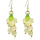 Fuvirou Green Grapes Earrings for Women Girls Cute Fruits Dangle Drop Earrings Creative Funny Acrylic Crystal Grape Earrings Statement Jewelry Gifts