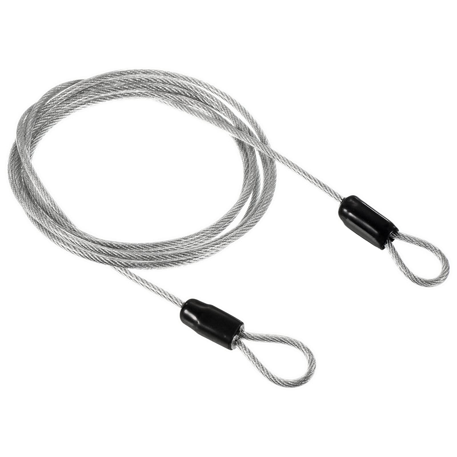 PATIKIL Security Steel Cable 2.5mm x 1.5m/4.92ft Coated Luggage Lock Wire Rope with Double Loop Transparent