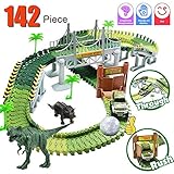 Dinosaur Train Set, Electric Cars Toy Set for Kids , 142 Piece Slot Car Race Dinosaur Tracks Set, Flexible Tracks Playset, 3 4 5 6 7 8 Year Old Boy Toys,Gift for Toddler, Kids