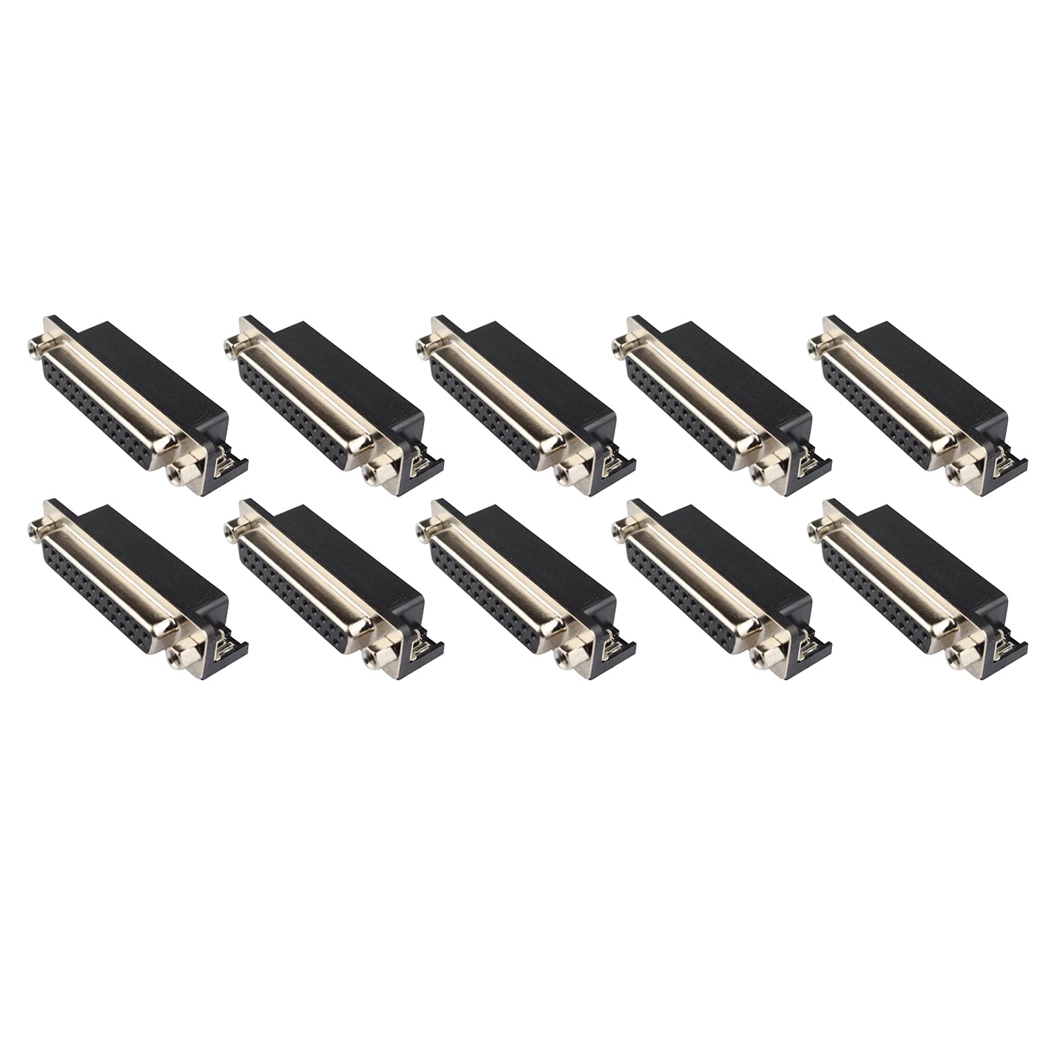 Futheda 10 Pcs DB25 Female Connector DB-25 Socket Adapter Converter RS232 25-Pin 2 Row Computer VGA Cable Adapter Solder Type