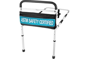 Vaunn Medical New Adjustable Bed Assist Rail Handle (Passed ASTM F3186–17 Safety Standard) and Hand Guard Grab Bar, Bedside Safety and Stability (Tool-Free Assembly)